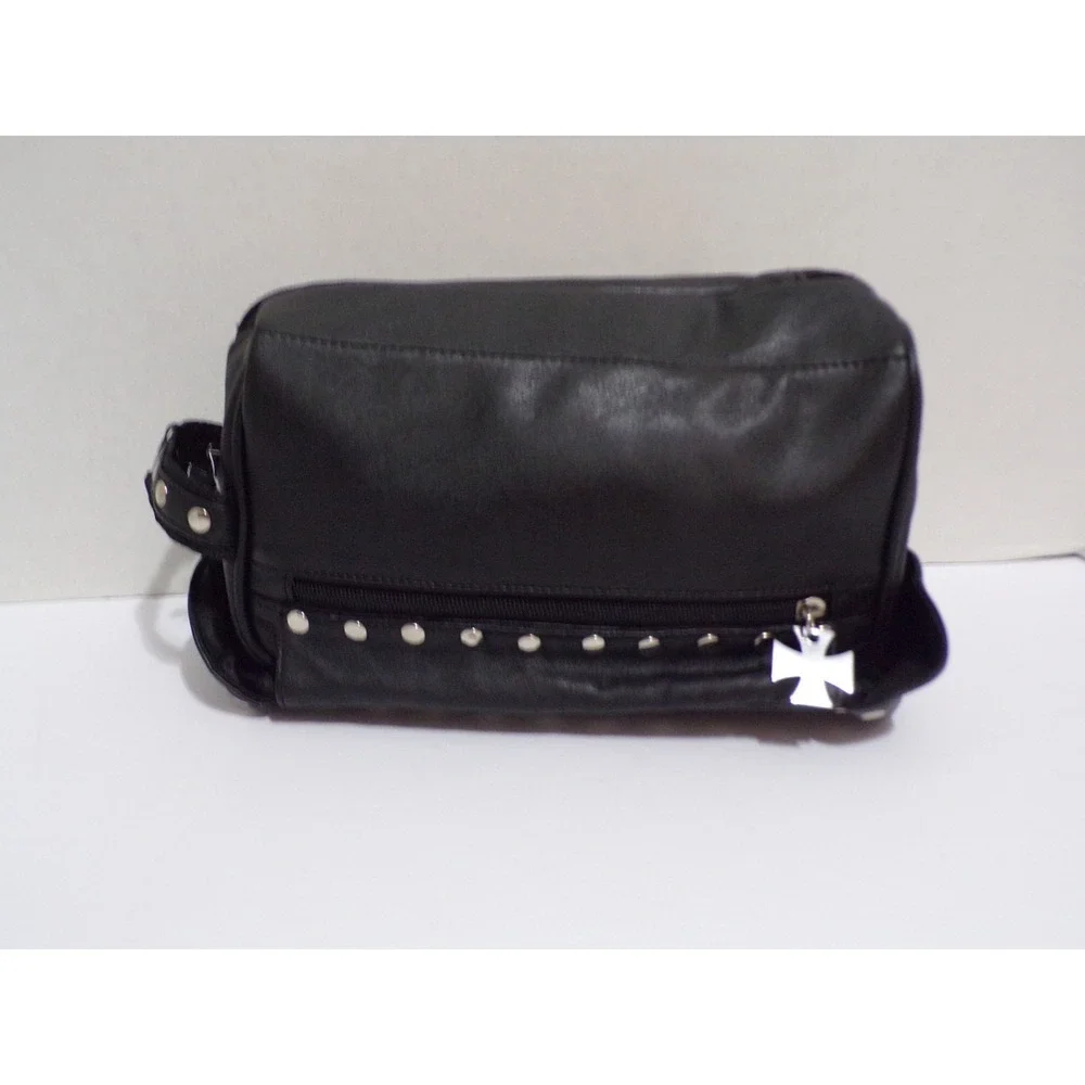 Bikers Women's Cosmetic Travel Bag Silver Studs NWT Soul of the Rose Zipper Snap